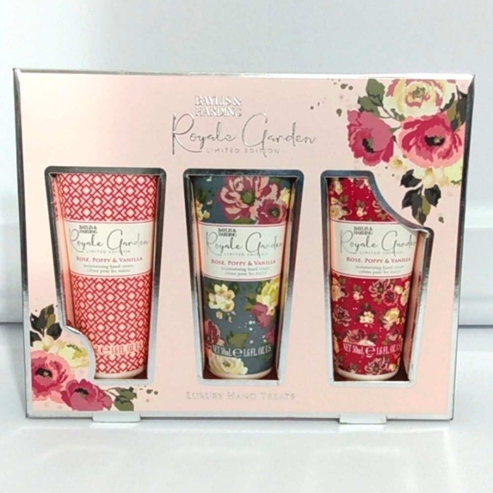 BAYLIS & HARDING ROYALE GARDEN LIMITED EDITION HAND CREAM LOTION 3-PC SET NWT